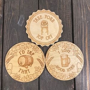 Wooden Beer‎ Themed Coasters